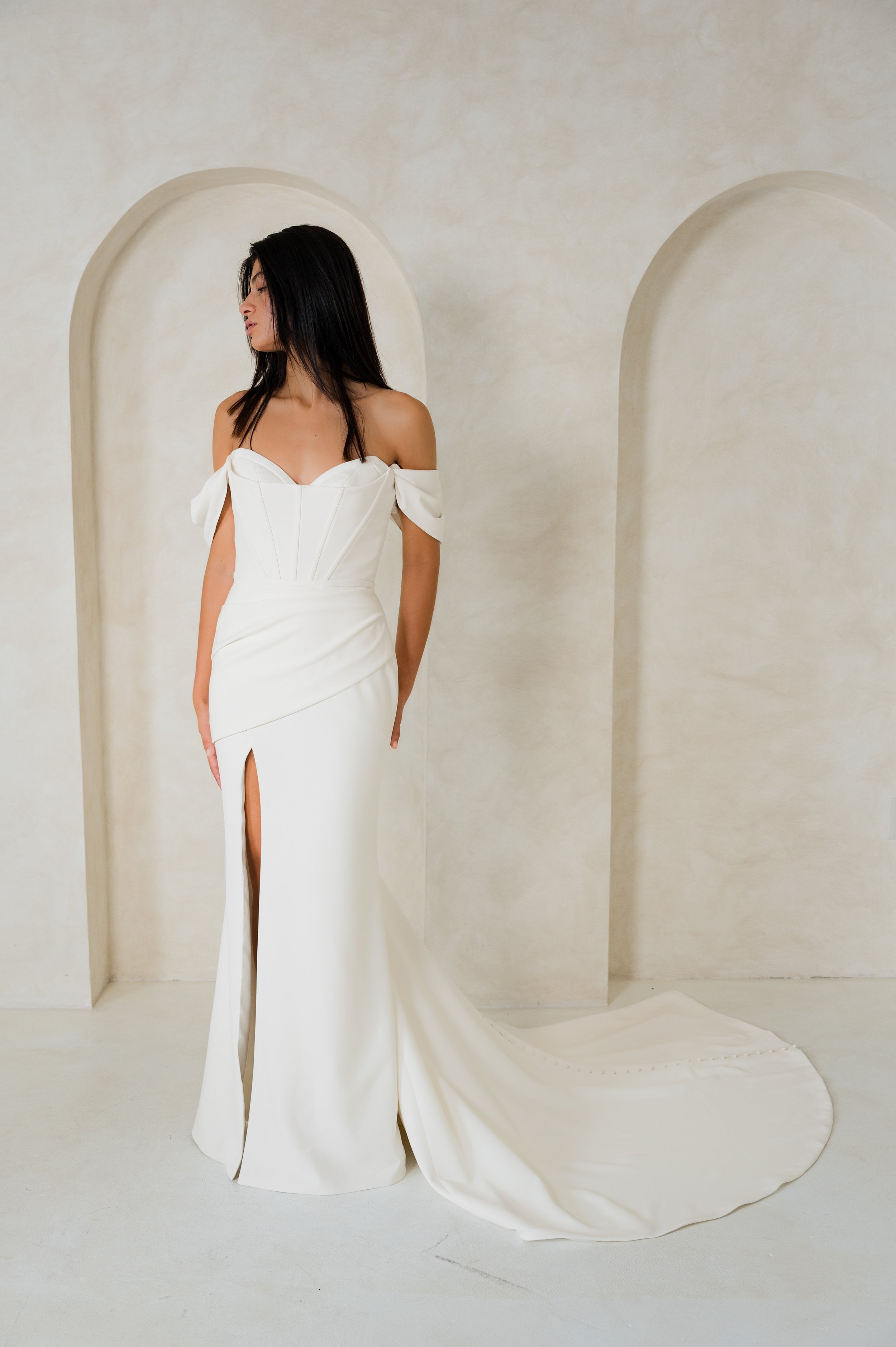 colby-john-canvas-kristy- off-the-shoulder-ruched-wedding-dress-with-leg-slit